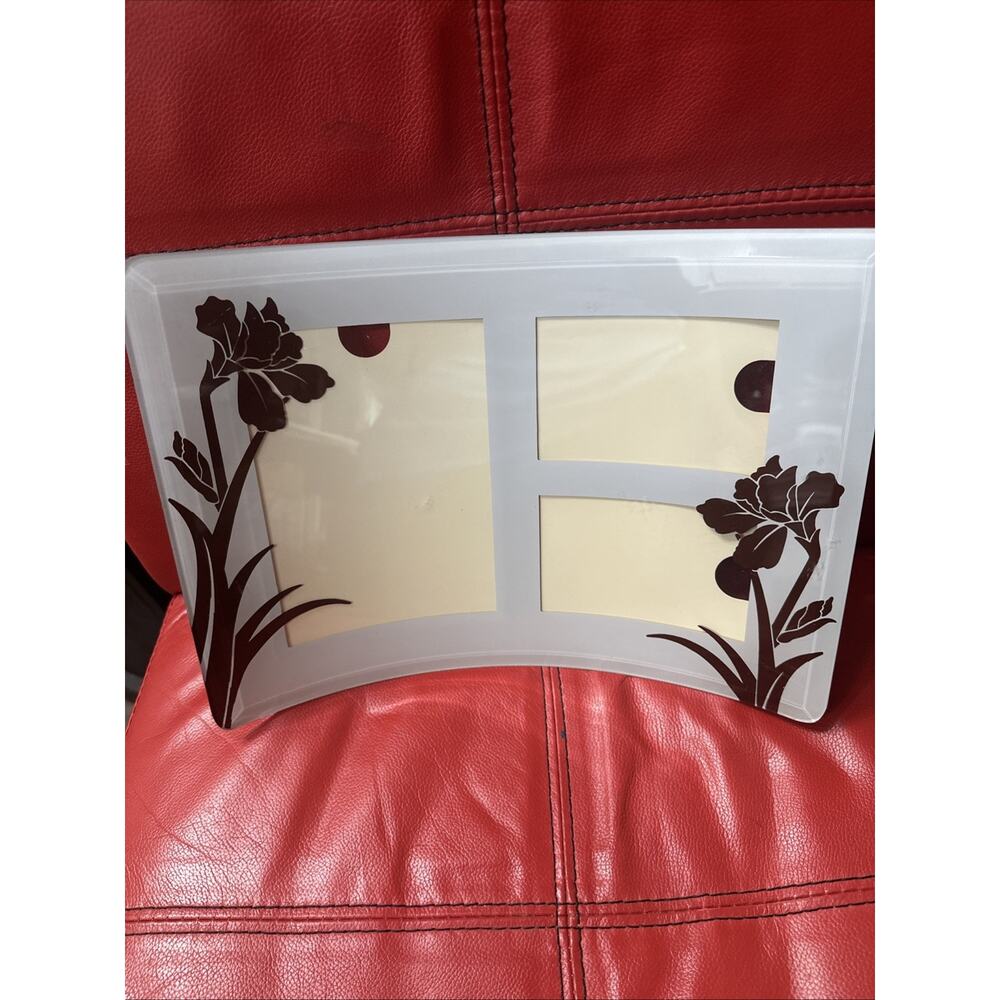 Beveled Curved Picture Frame for 3 Photos with Floral Accents‎